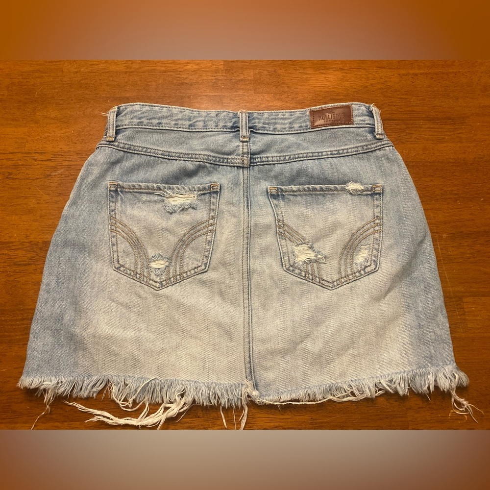 Hollister Light Blue Distressed Mini Skirt 9 - Picture 2 of 4